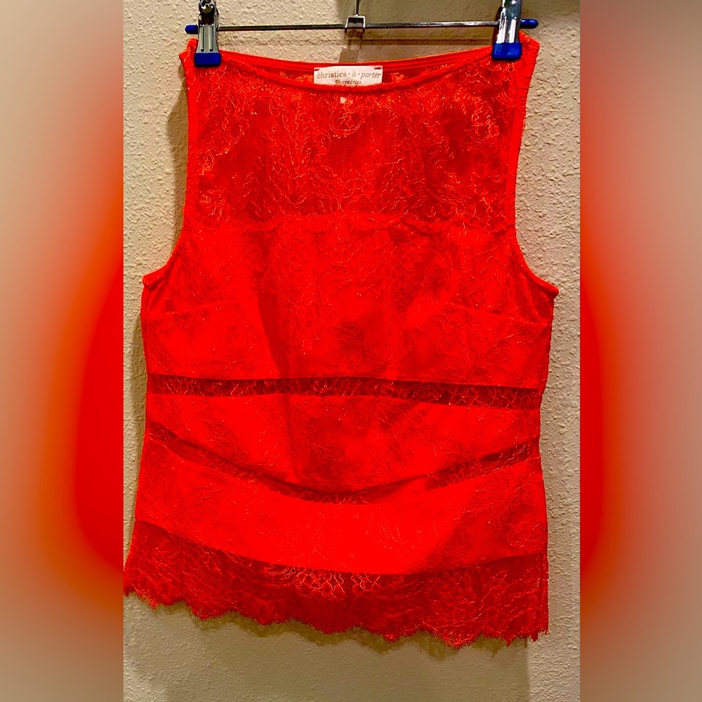 New (without tags) red/coral lace top by Christies-a- Porter.  European size 42